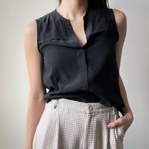 Sandro Paris Silk Tank Blouse Top Black 1 Small S